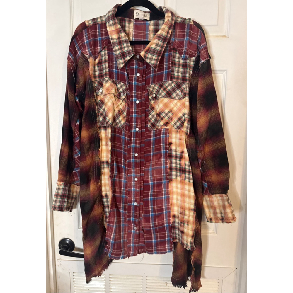 Women's Oli & Hali Plaid Button Down Shirt S Red Orange